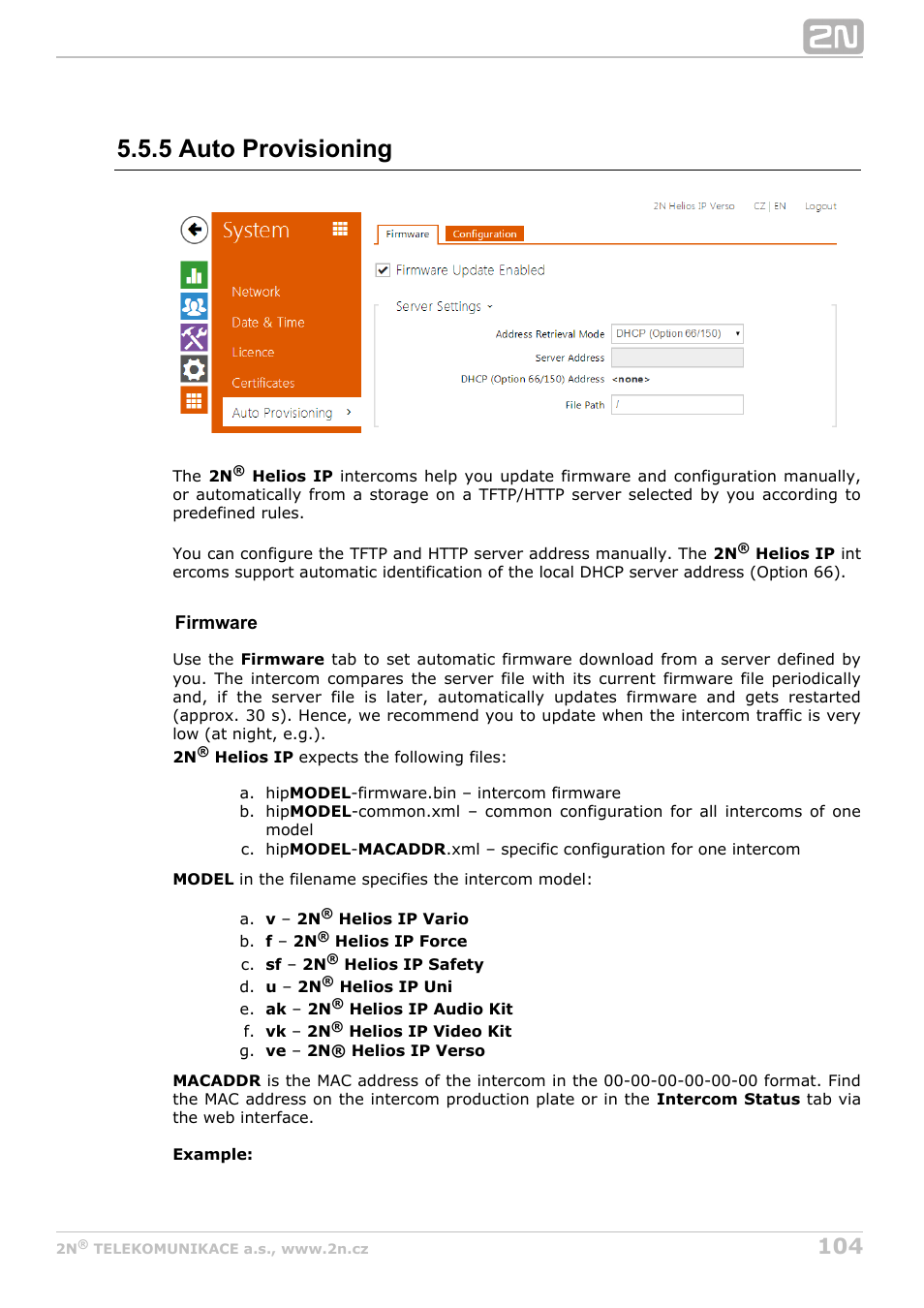 5 auto provisioning | 2N Helios IP Configuration Manual v2.8.1 User Manual | Page 104 / 116