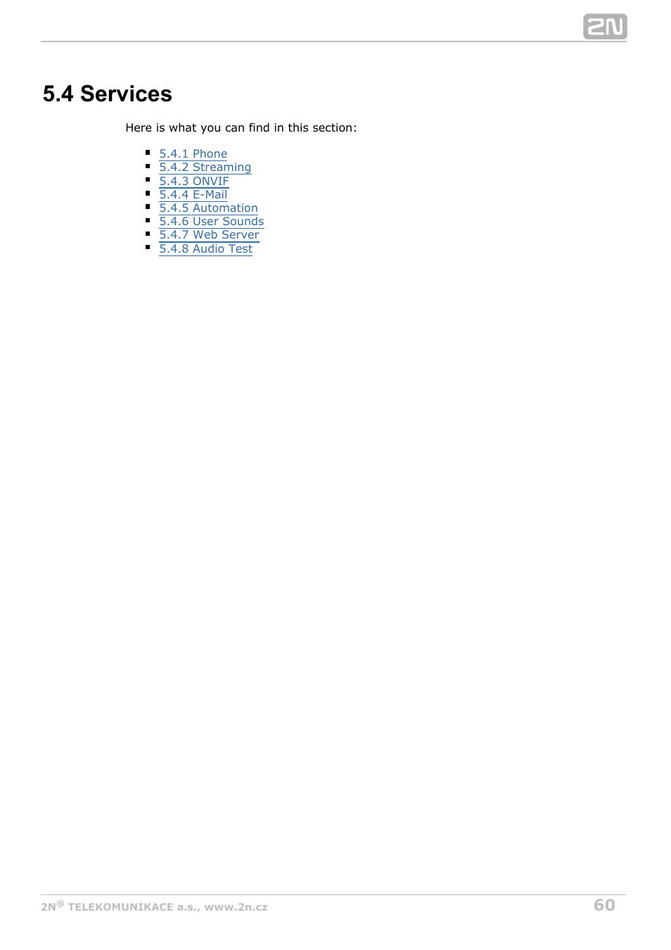 4 services | 2N Helios IP Configuration Manual v2.8.1 User Manual | Page 60 / 116