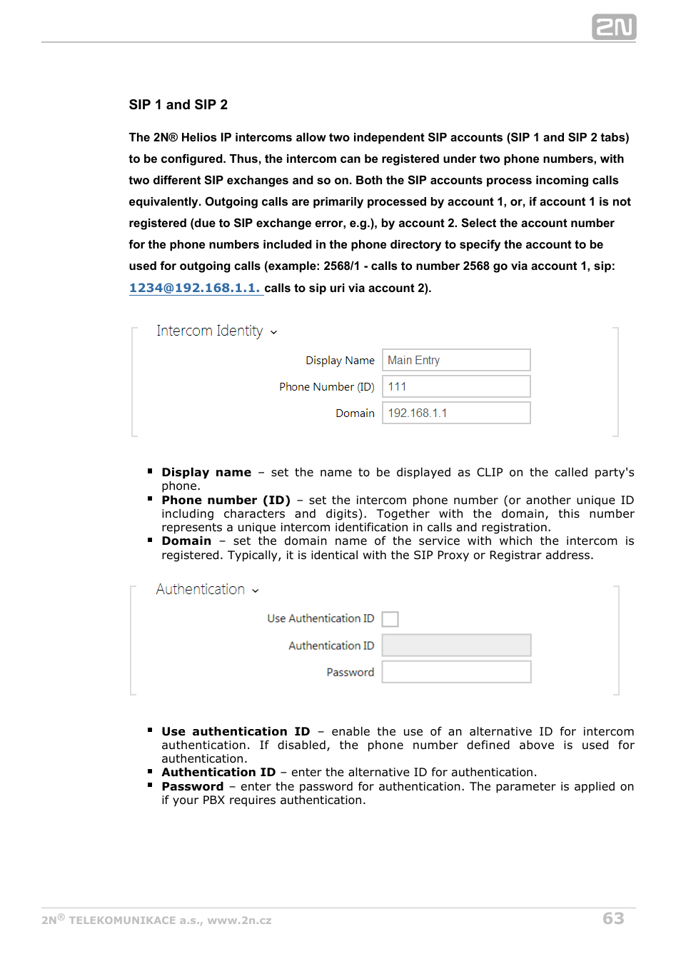 2N Helios IP Configuration Manual v2.8.1 User Manual | Page 63 / 116