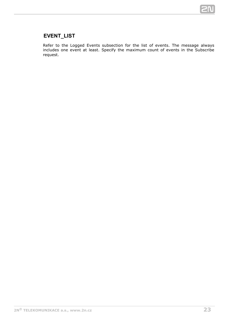Event_list | 2N Helios IP HTTP API Manual v2.8 User Manual | Page 23 / 29