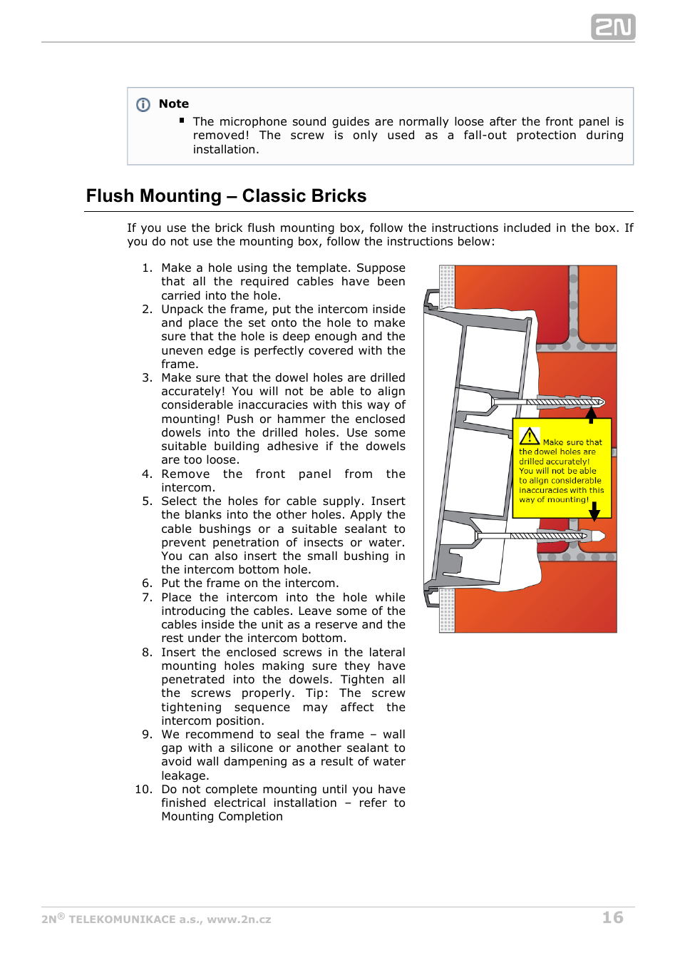 Flush mounting – classic bricks | 2N Helios IP Force User Manual | Page 16 / 65