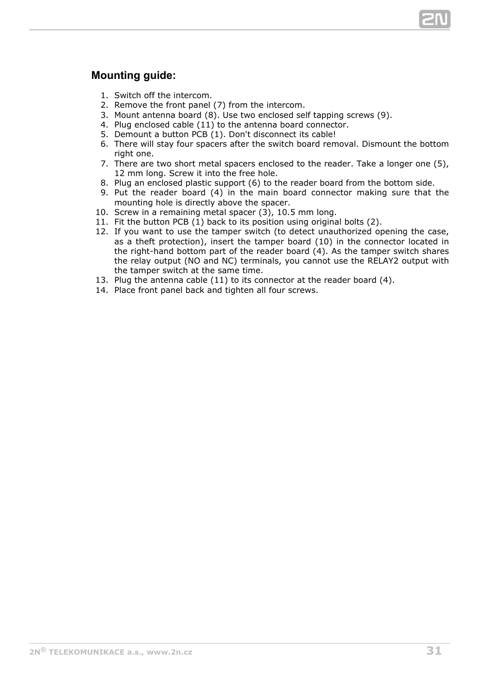 Mounting guide | 2N Helios IP Force User Manual | Page 31 / 65