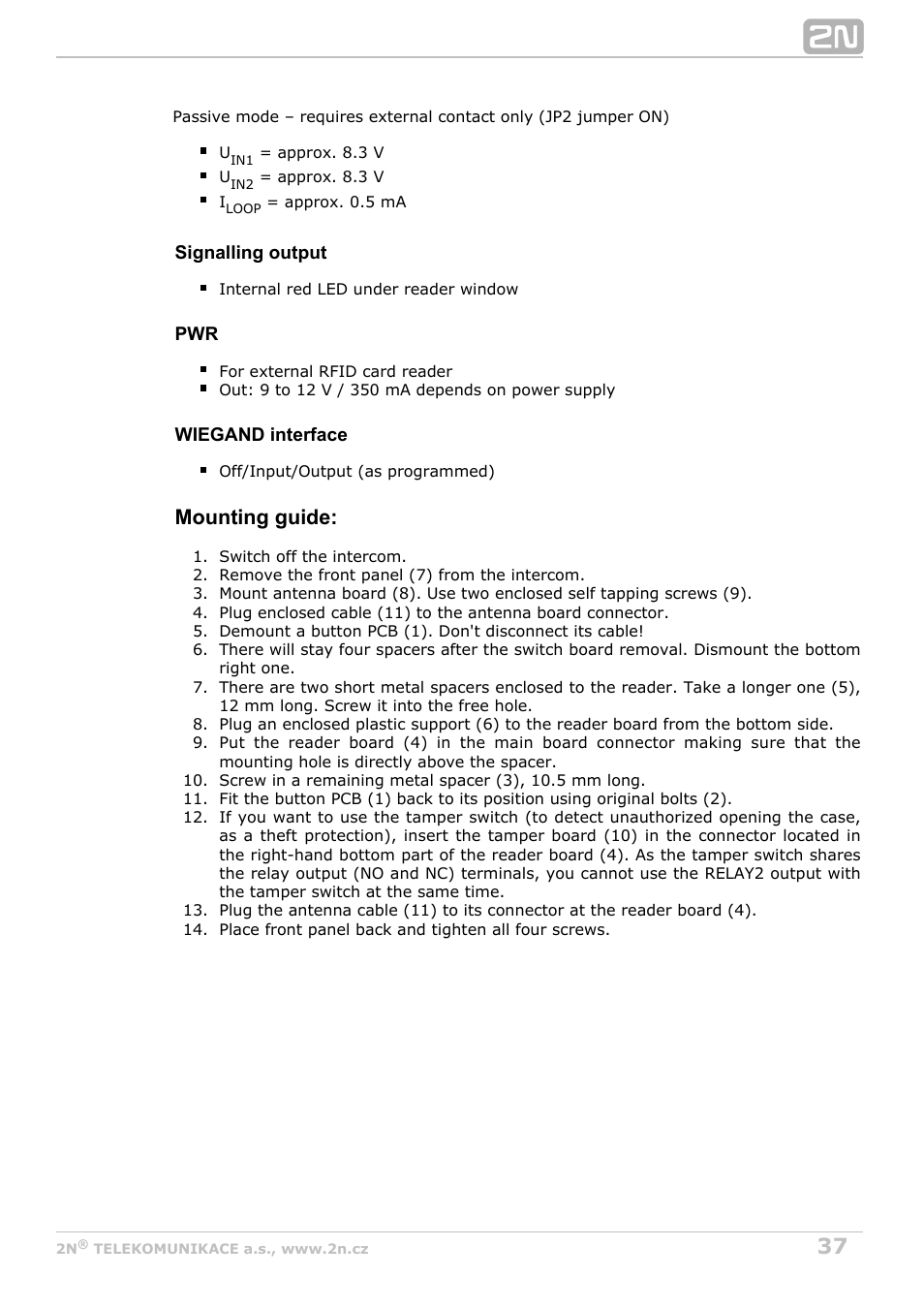 Mounting guide | 2N Helios IP Force User Manual | Page 37 / 65