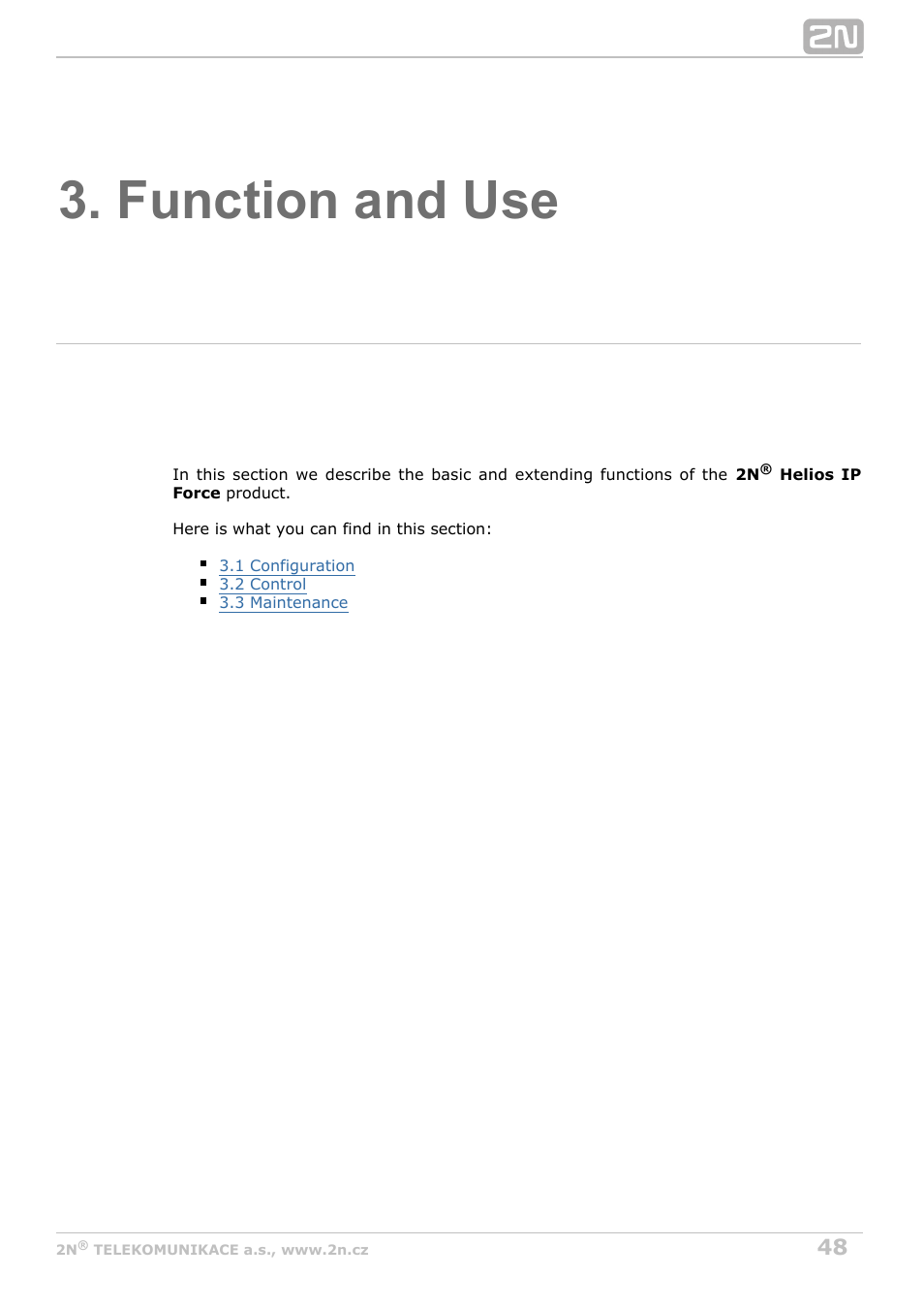 Function and use | 2N Helios IP Force User Manual | Page 48 / 65