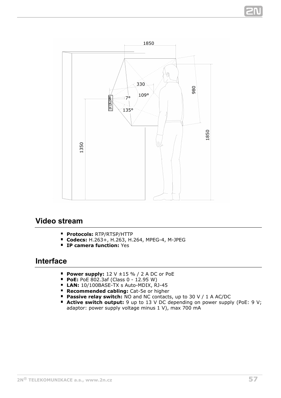 Video stream, Interface | 2N Helios IP Force User Manual | Page 57 / 65