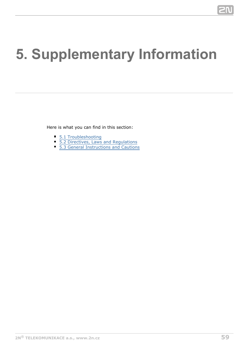 Supplementary information | 2N Helios IP Force User Manual | Page 59 / 65