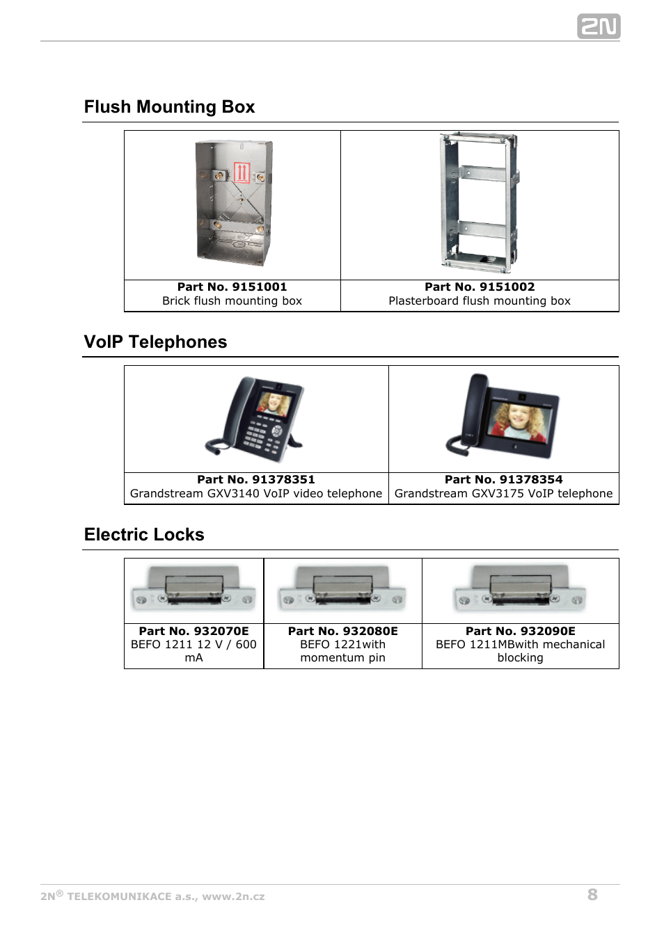 Flush mounting box, Voip telephones, Electric locks | 2N Helios IP Force User Manual | Page 8 / 65