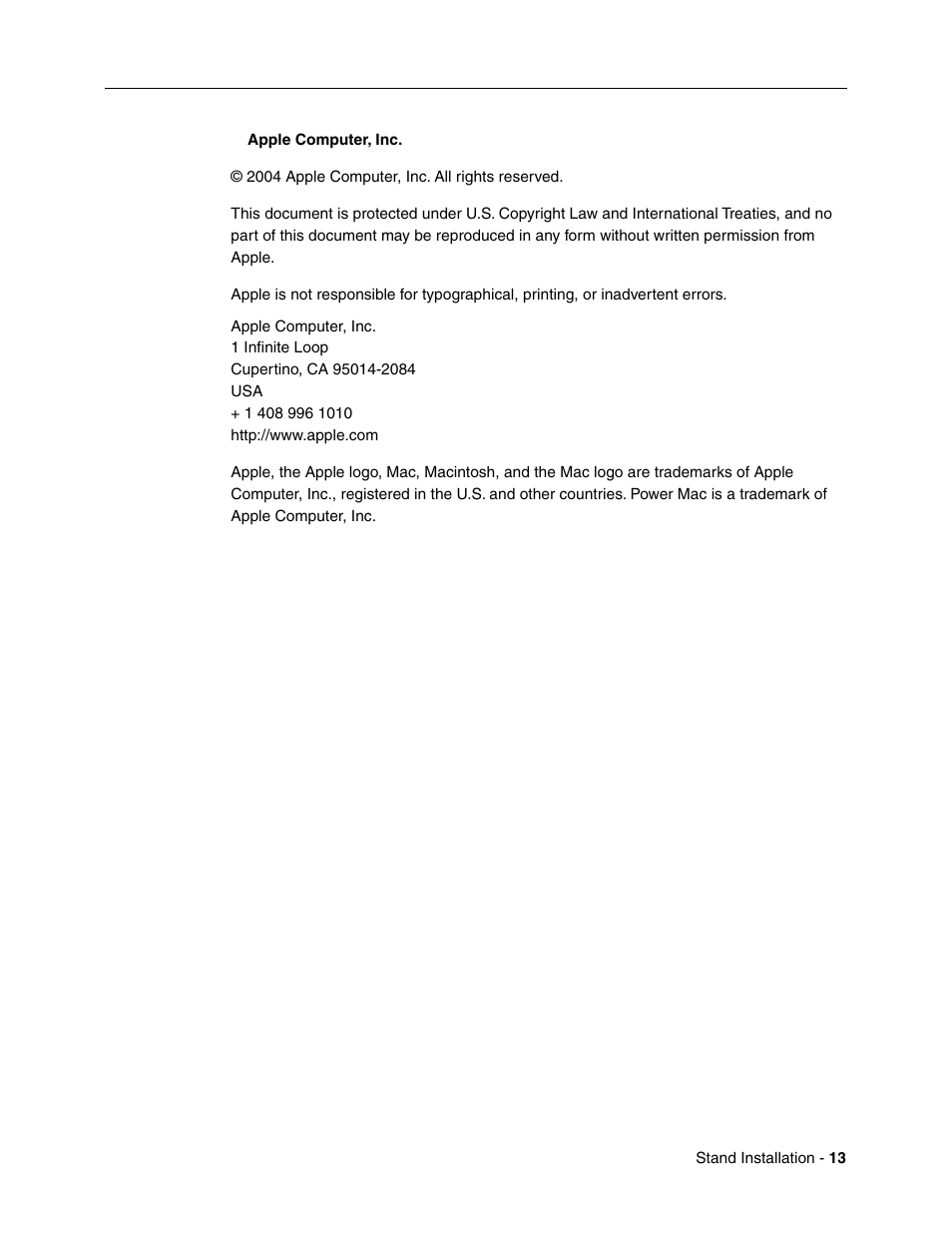 Apple eMac (Stand Installation) User Manual | Page 13 / 13