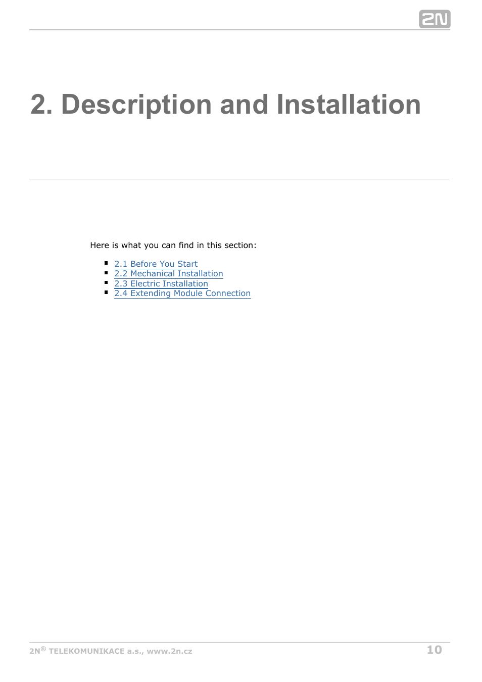 Description and installation | 2N Helios IP Safety User Manual | Page 10 / 45
