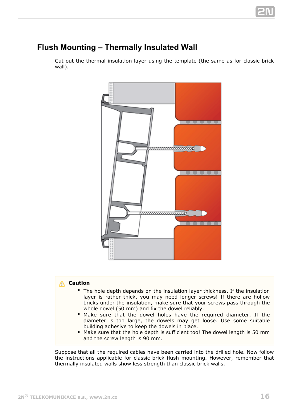 Flush mounting – thermally insulated wall | 2N Helios IP Safety User Manual | Page 16 / 45