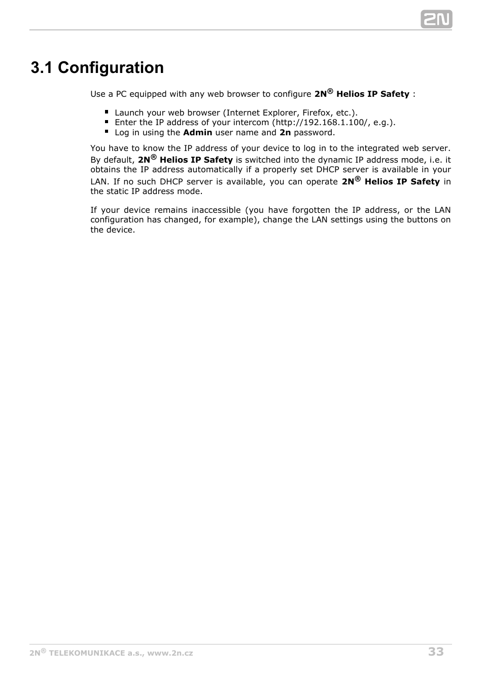 1 configuration | 2N Helios IP Safety User Manual | Page 33 / 45
