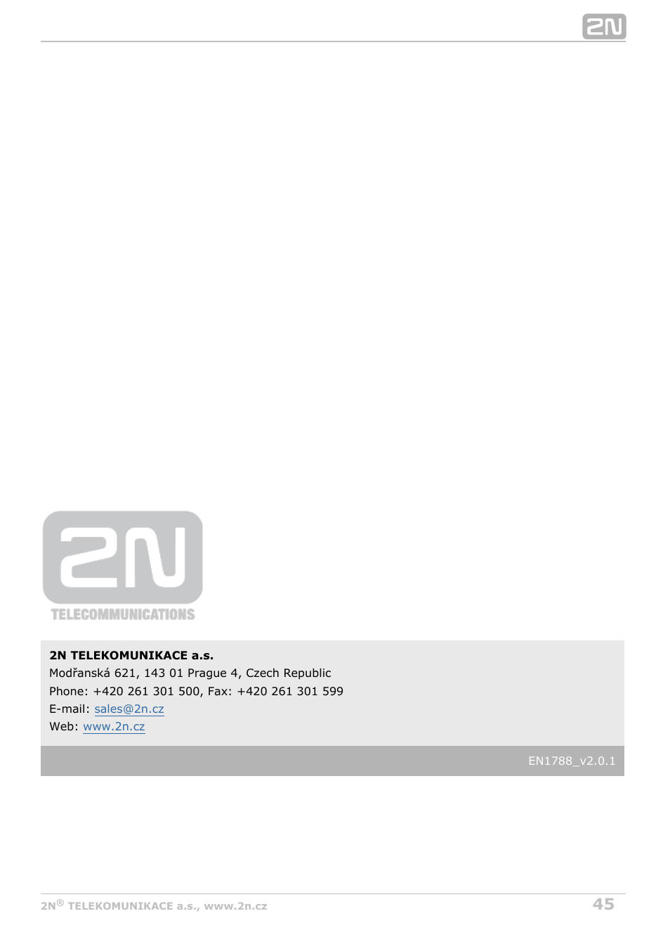 2N Helios IP Safety User Manual | Page 45 / 45