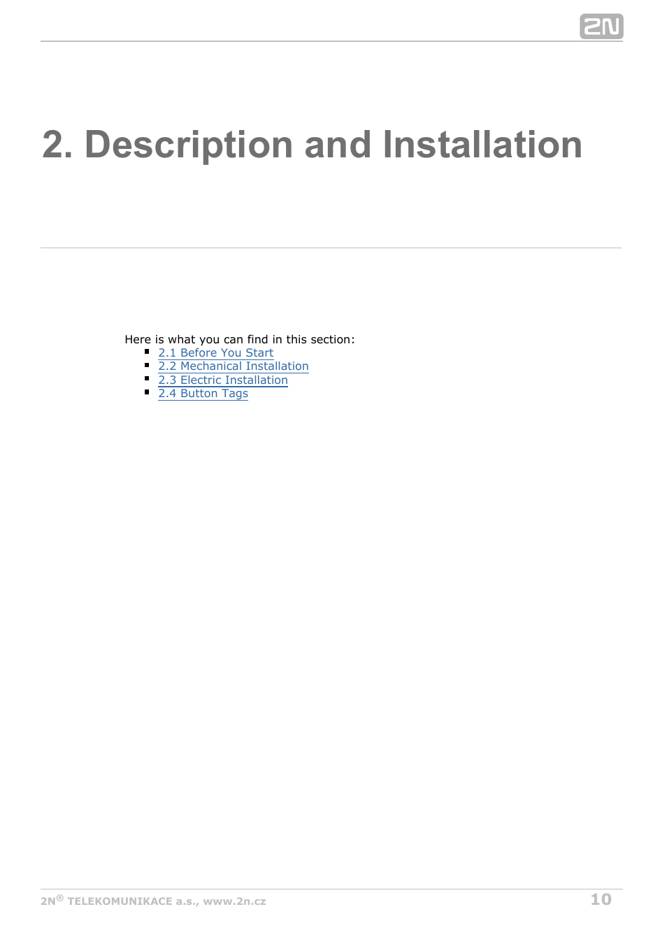 Description and installation | 2N Helios IP Uni User Manual | Page 10 / 34