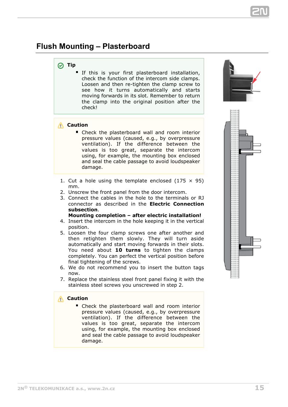 Flush mounting – plasterboard | 2N Helios IP Uni User Manual | Page 15 / 34