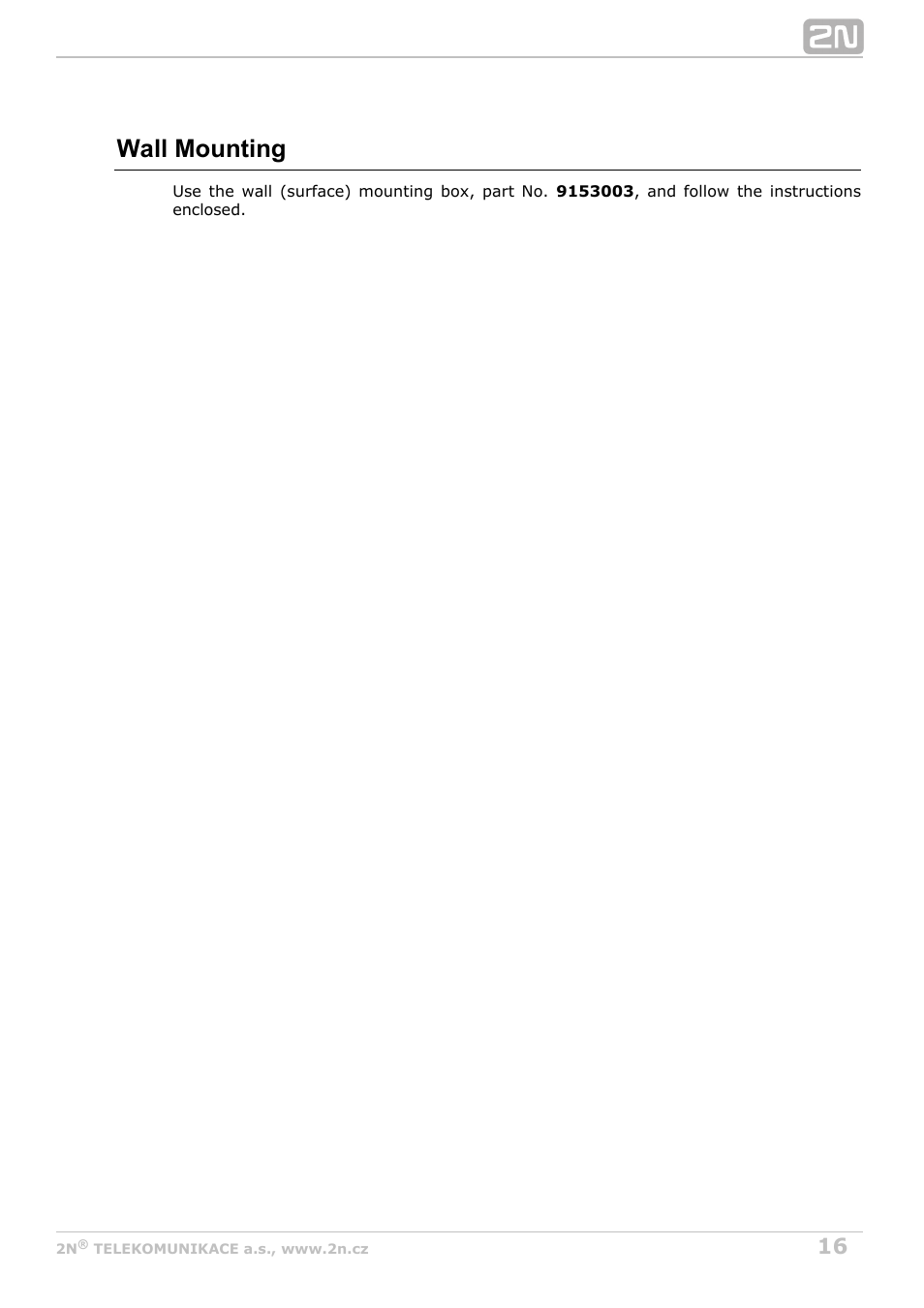 Wall mounting | 2N Helios IP Uni User Manual | Page 16 / 34
