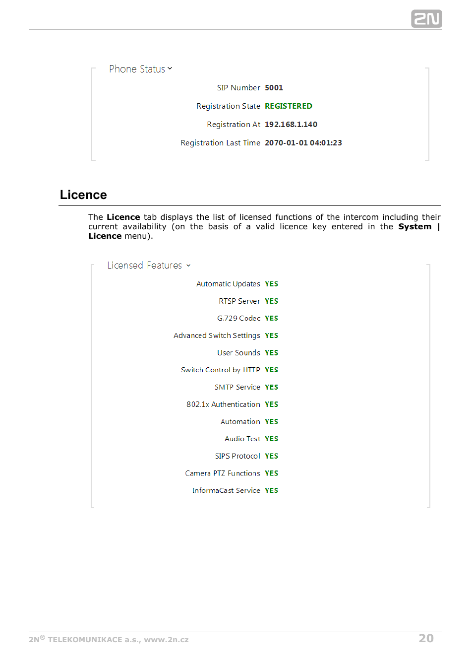 Licence | 2N Helios IP Configuration Manual v2.8 User Manual | Page 20 / 114