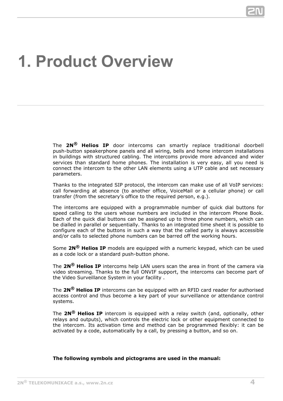 Product overview | 2N Helios IP Configuration Manual v2.8 User Manual | Page 4 / 114