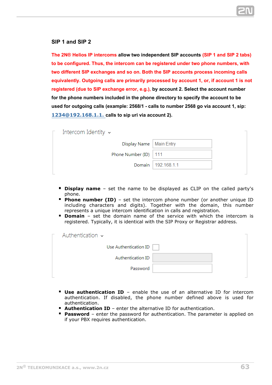 2N Helios IP Configuration Manual v2.8 User Manual | Page 63 / 114