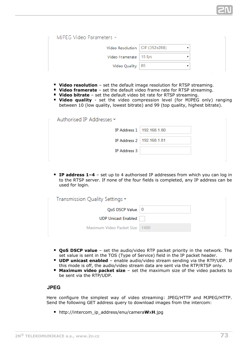 2N Helios IP Configuration Manual v2.8 User Manual | Page 73 / 114