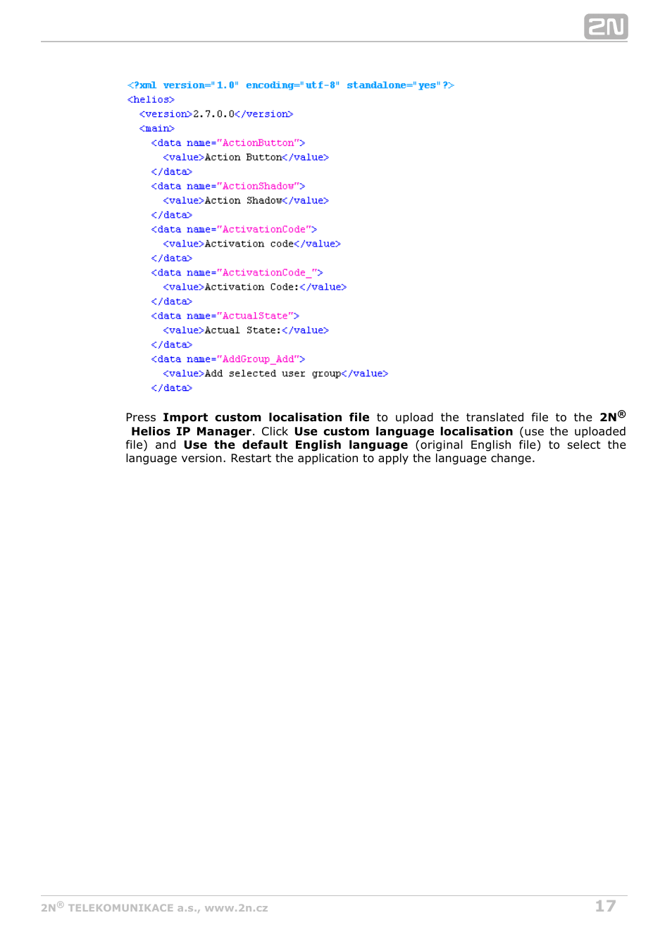 2N Helios IP Manager Manual v2.7 User Manual | Page 17 / 45
