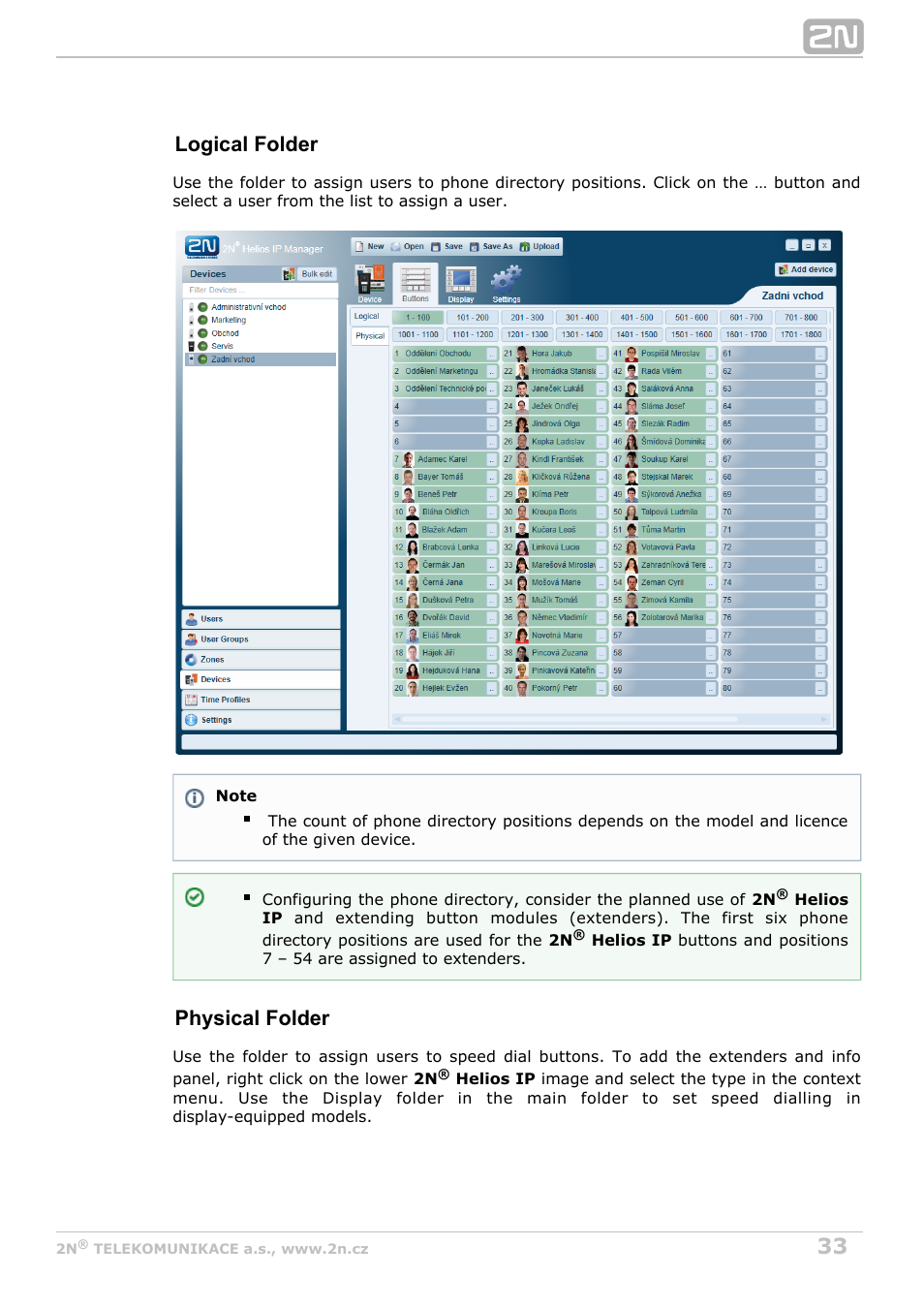 Logical folder, Physical folder | 2N Helios IP Manager Manual v2.7 User Manual | Page 33 / 45