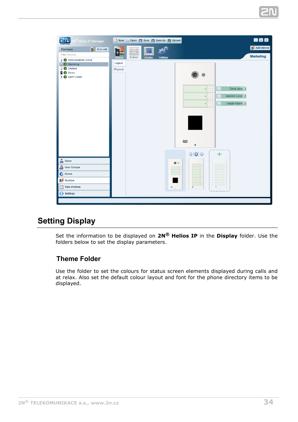 Setting display, Theme folder | 2N Helios IP Manager Manual v2.7 User Manual | Page 34 / 45
