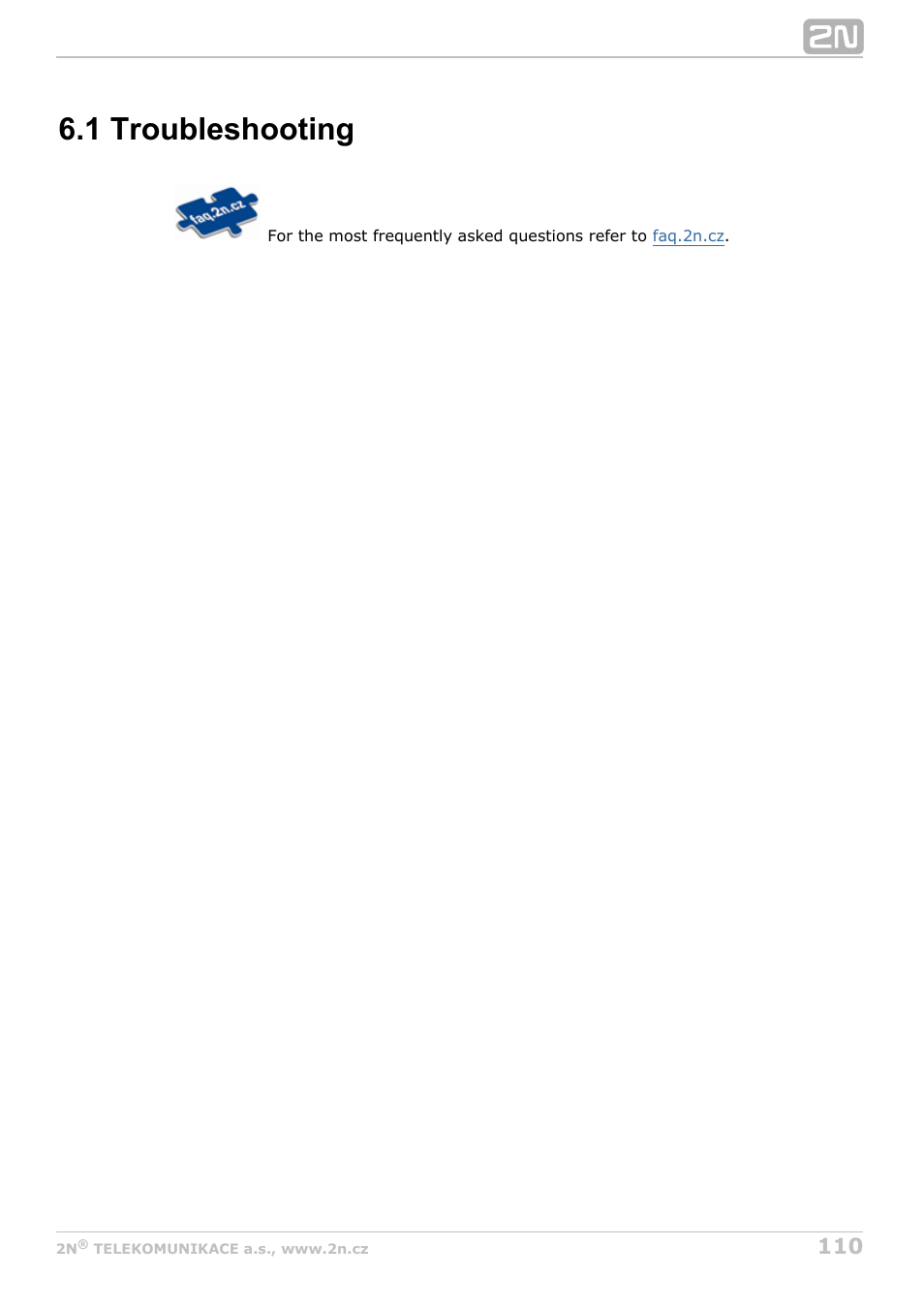 1 troubleshooting | 2N Helios IP Configuration Manual v2.7 User Manual | Page 110 / 115