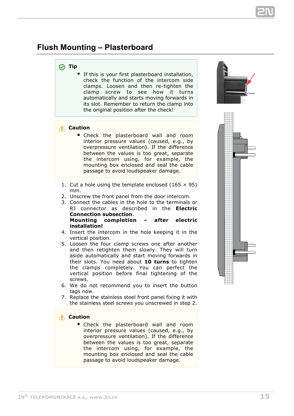 Flush mounting – plasterboard | 2N Helios IP Uni v2.1 User Manual | Page 15 / 33