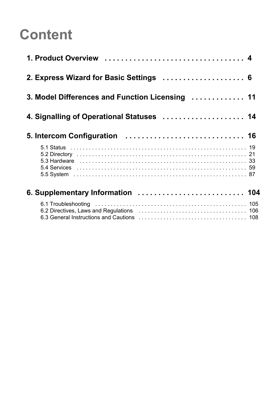Content | 2N Helios IP Configuration manual v2.6 User Manual | Page 3 / 110