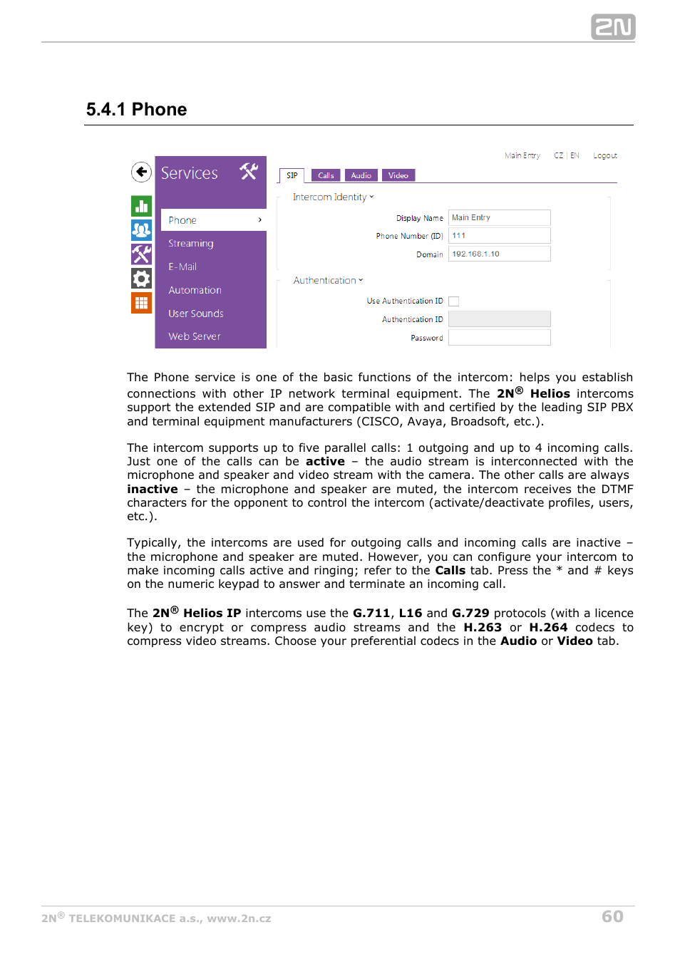 1 phone | 2N Helios IP Configuration manual v2.6 User Manual | Page 60 / 110