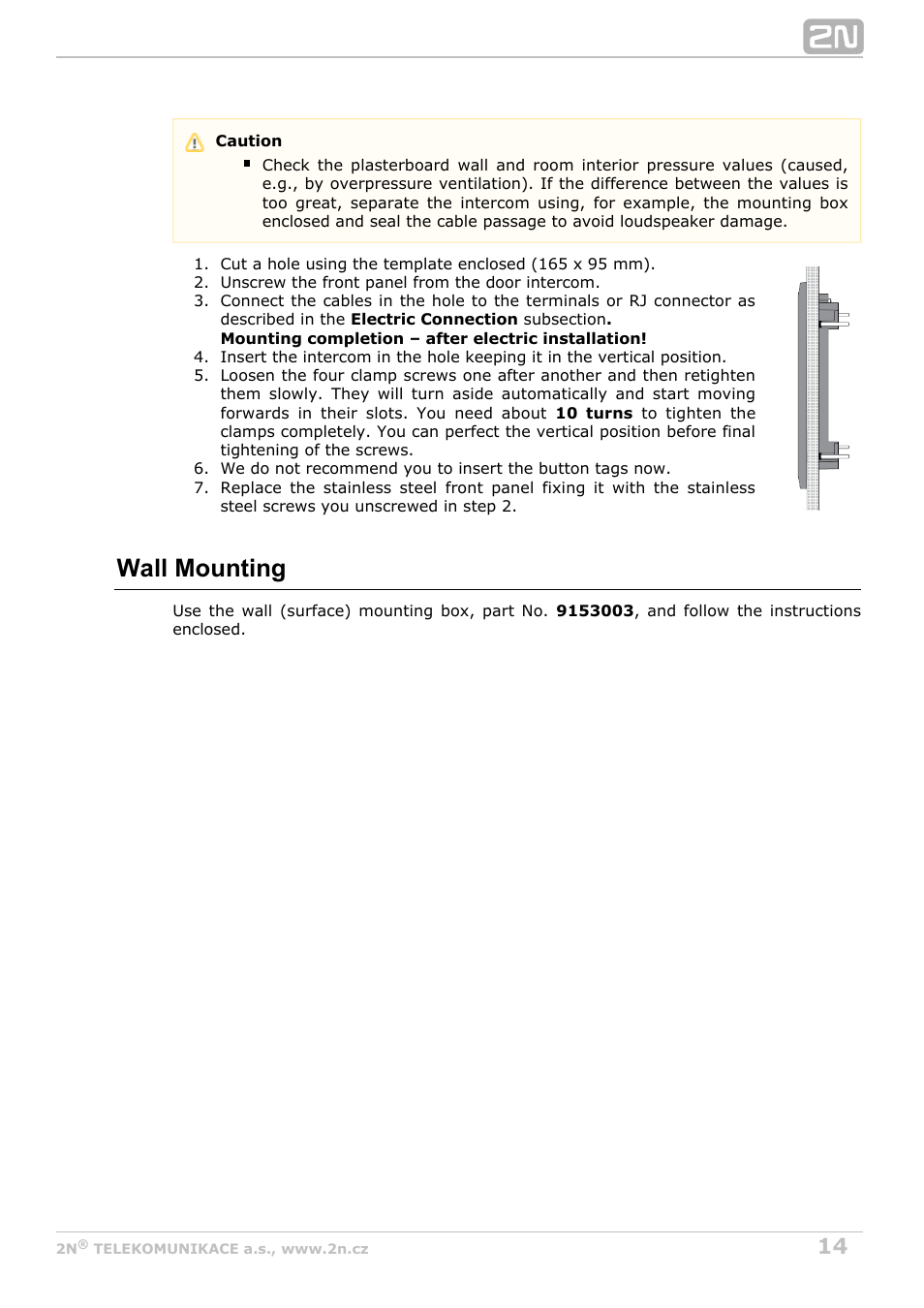 Wall mounting | 2N Helios IP Uni User Manual | Page 14 / 30