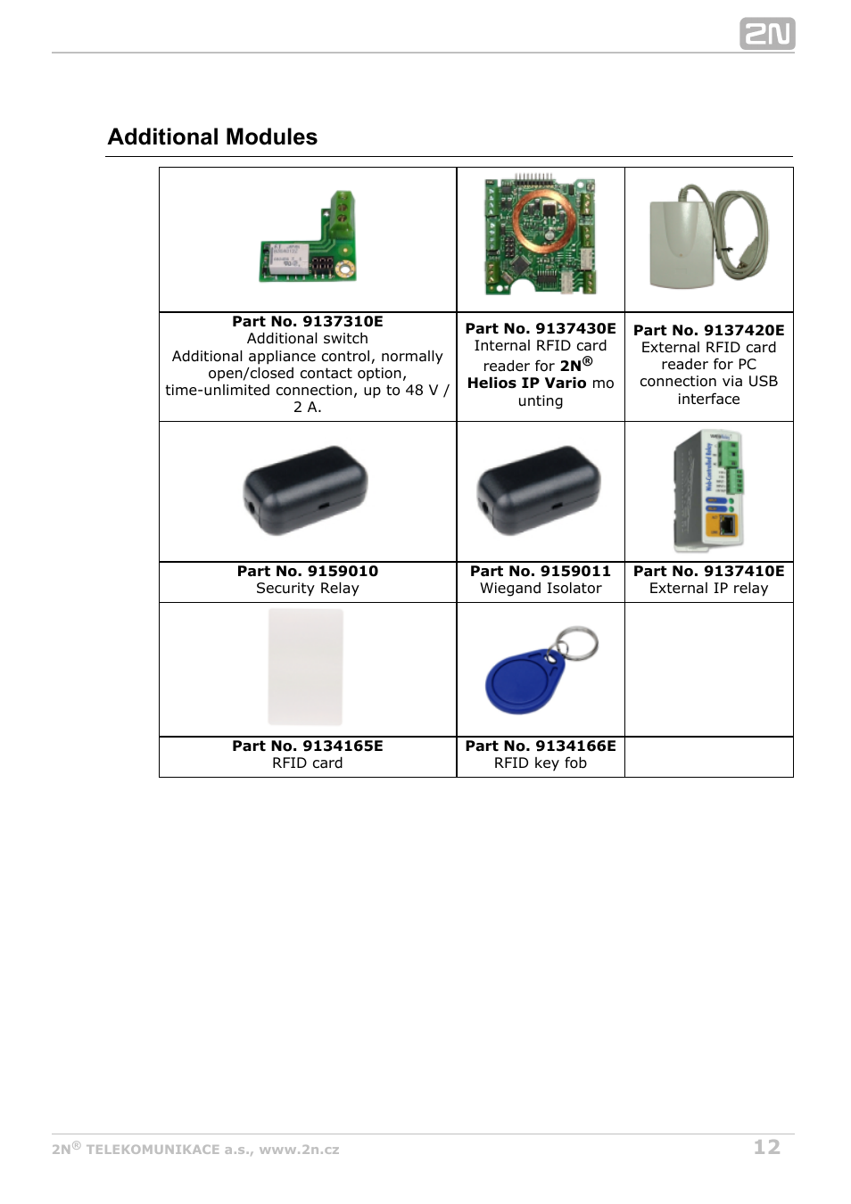 Additional modules | 2N Helios IP Vario User Manual | Page 12 / 70