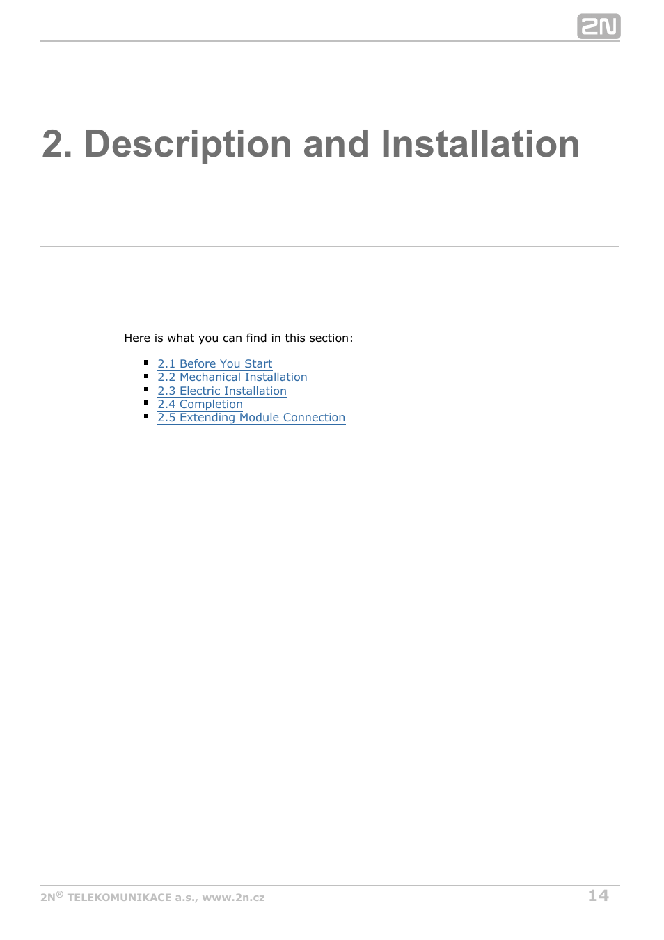 Description and installation | 2N Helios IP Vario User Manual | Page 14 / 70