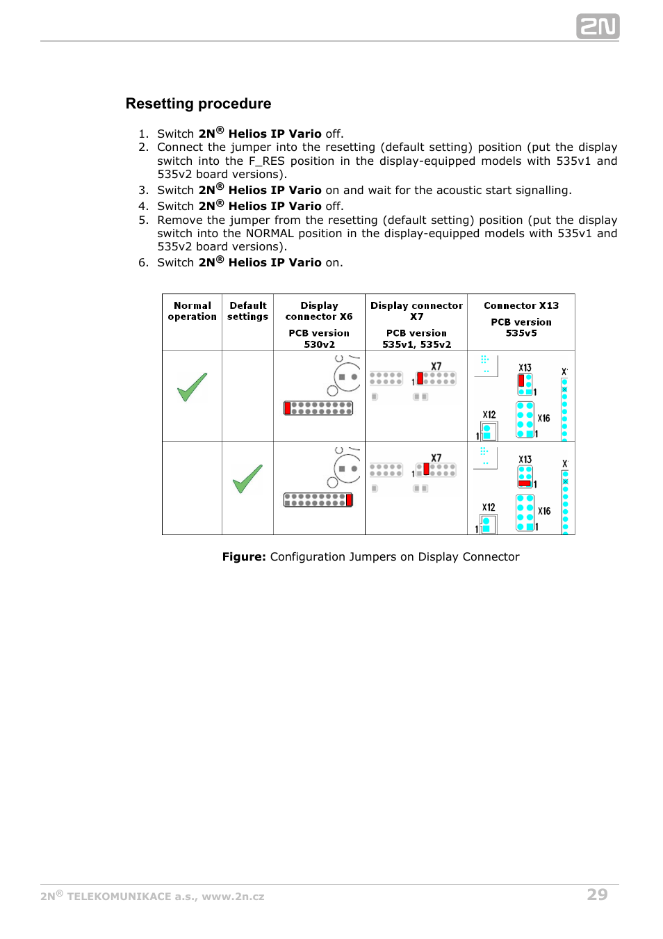 Resetting procedure | 2N Helios IP Vario User Manual | Page 29 / 70