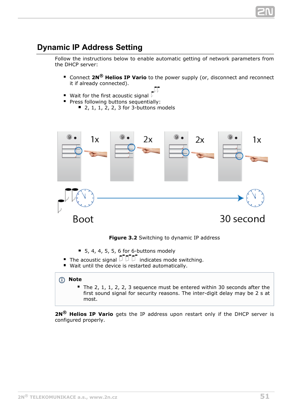 Dynamic ip address setting | 2N Helios IP Vario User Manual | Page 51 / 70