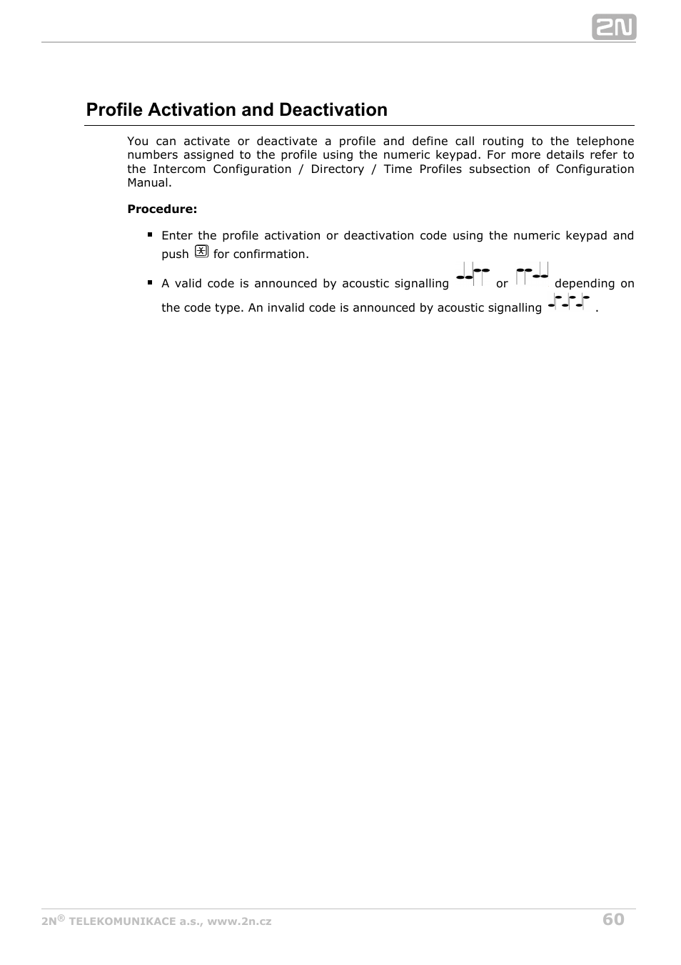 Profile activation and deactivation | 2N Helios IP Vario User Manual | Page 60 / 70