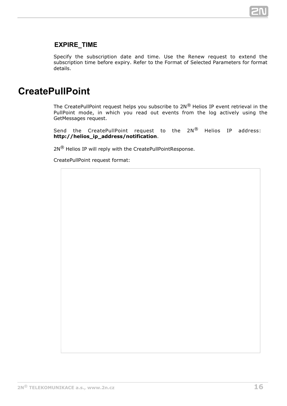 Createpullpoint, Expire_time | 2N Helios IP HTTP API v2.6 User Manual | Page 16 / 29