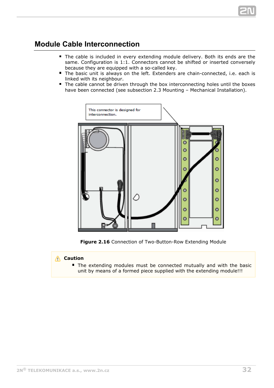 Module cable interconnection | 2N Helios IP Vario User Manual | Page 32 / 55