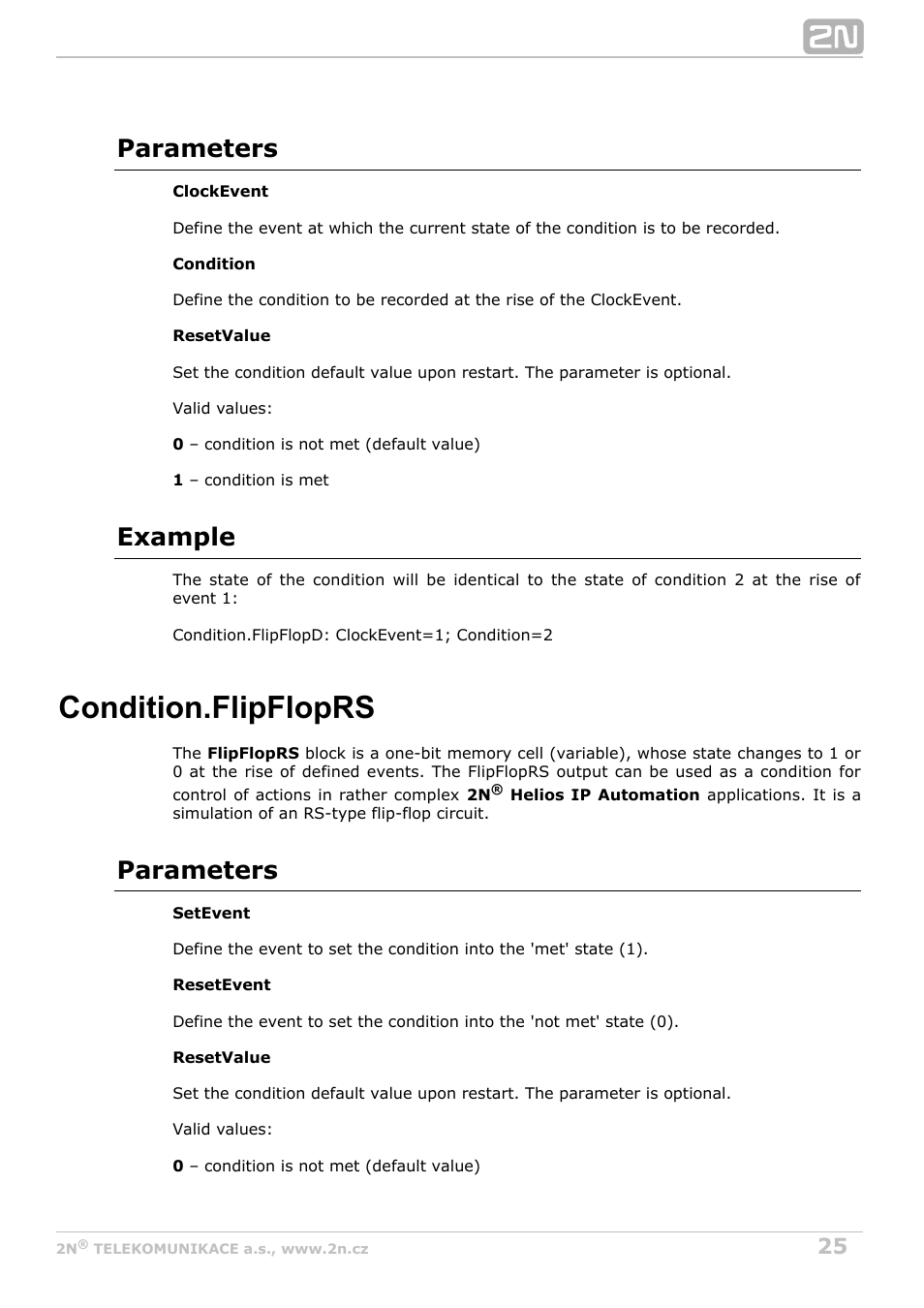Condition.flipfloprs, Parameters, Example | 2N Helios IP Automation v2.5 User Manual | Page 25 / 33