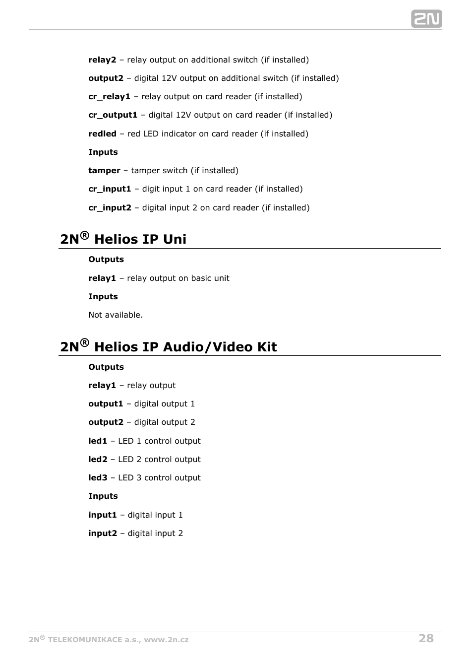 2n helios ip uni, 2n helios ip audio/video kit | 2N Helios IP Automation v2.5 User Manual | Page 28 / 33