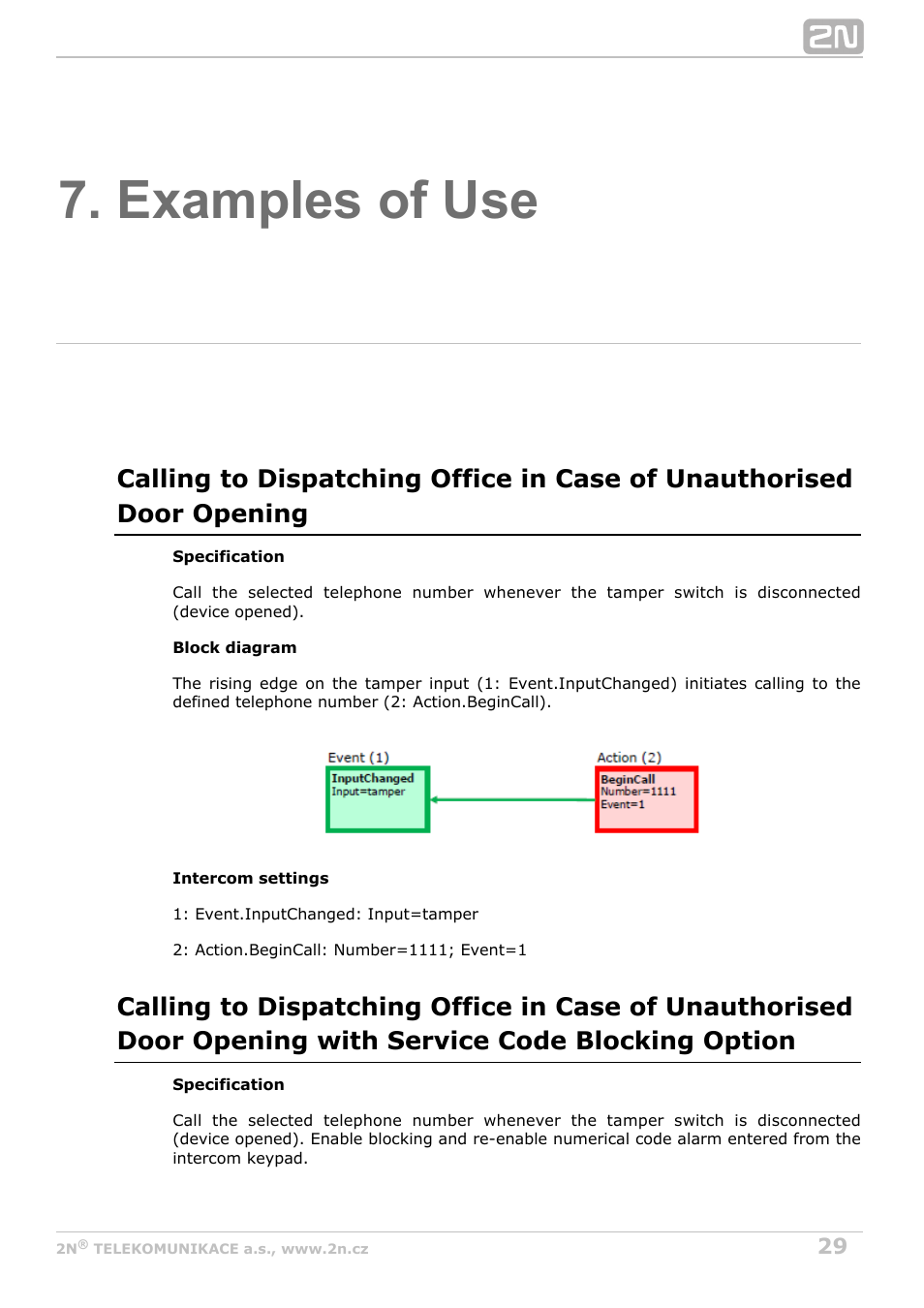 Examples of use | 2N Helios IP Automation v2.5 User Manual | Page 29 / 33