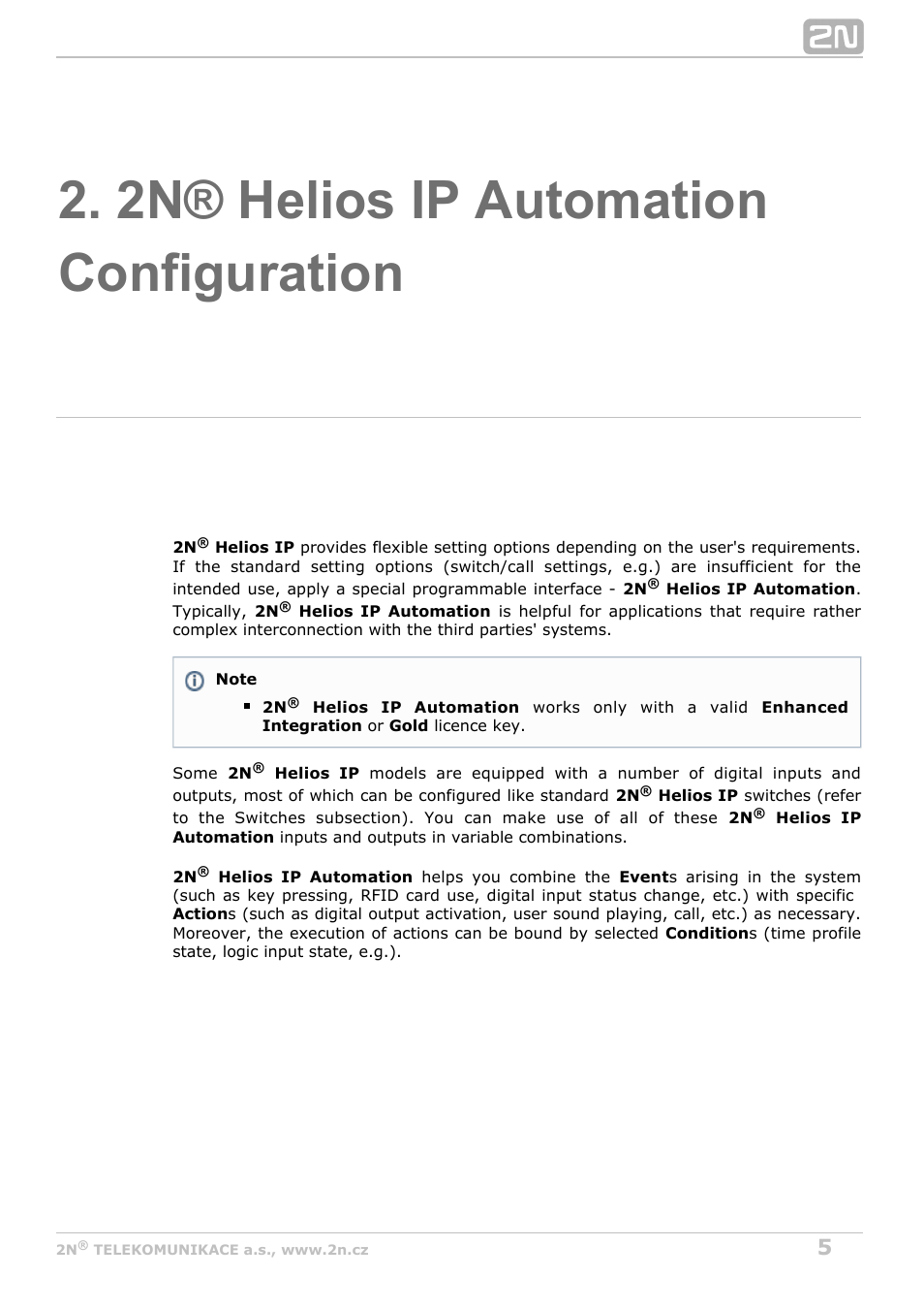 2n® helios ip automation configuration | 2N Helios IP Automation v2.5 User Manual | Page 5 / 33