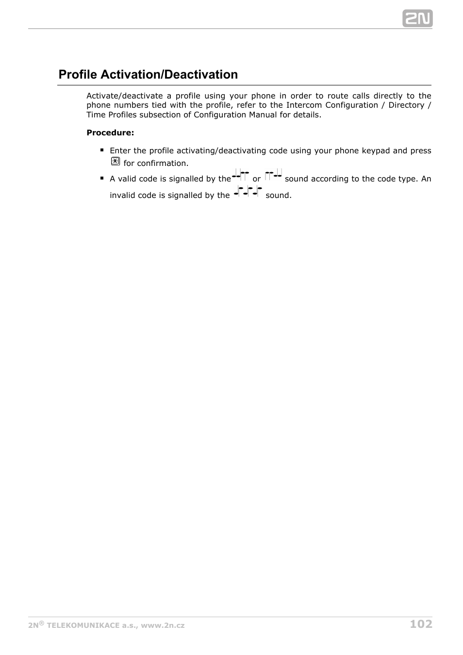 Profile activation/deactivation | 2N Helios IP Verso User Manual | Page 102 / 113