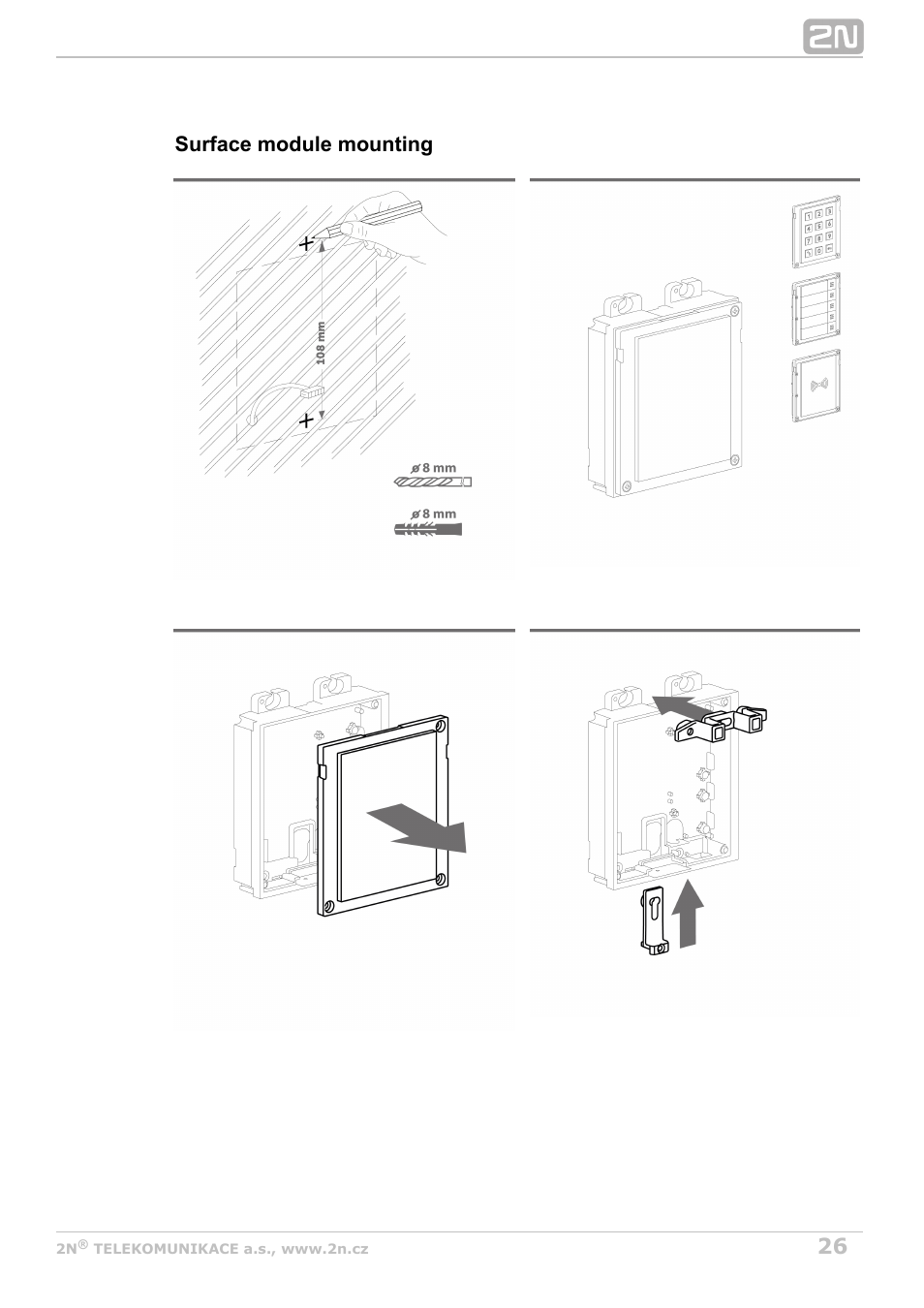 Surface module mounting | 2N Helios IP Verso User Manual | Page 26 / 113