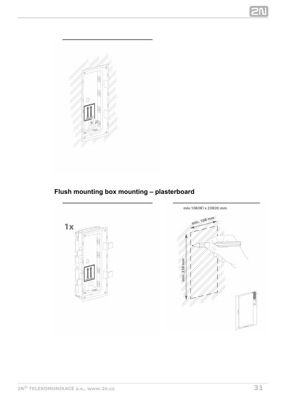 Flush mounting box mounting – plasterboard | 2N Helios IP Verso User Manual | Page 31 / 113