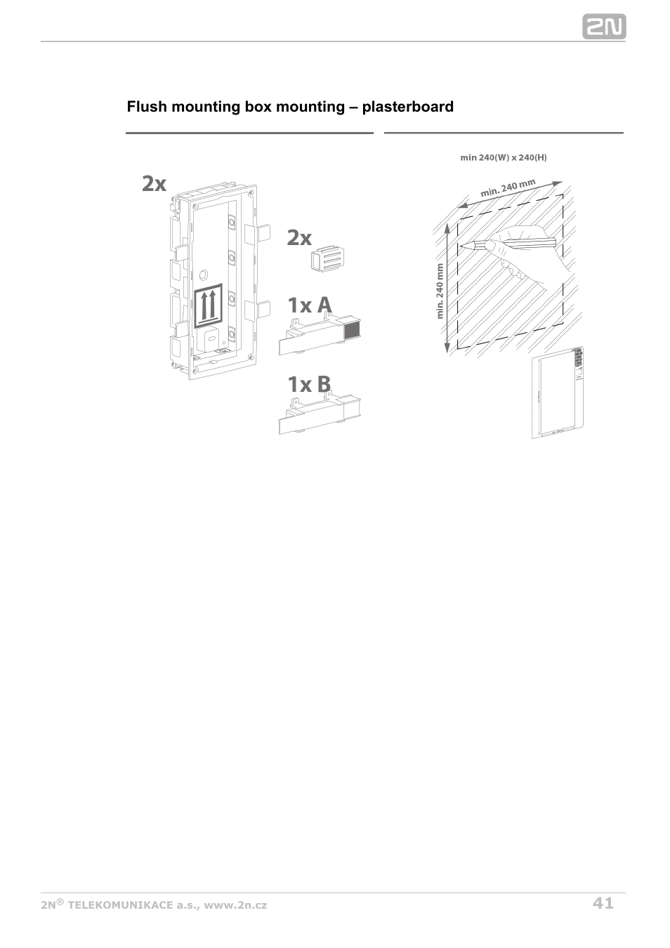 Flush mounting box mounting – plasterboard | 2N Helios IP Verso User Manual | Page 41 / 113