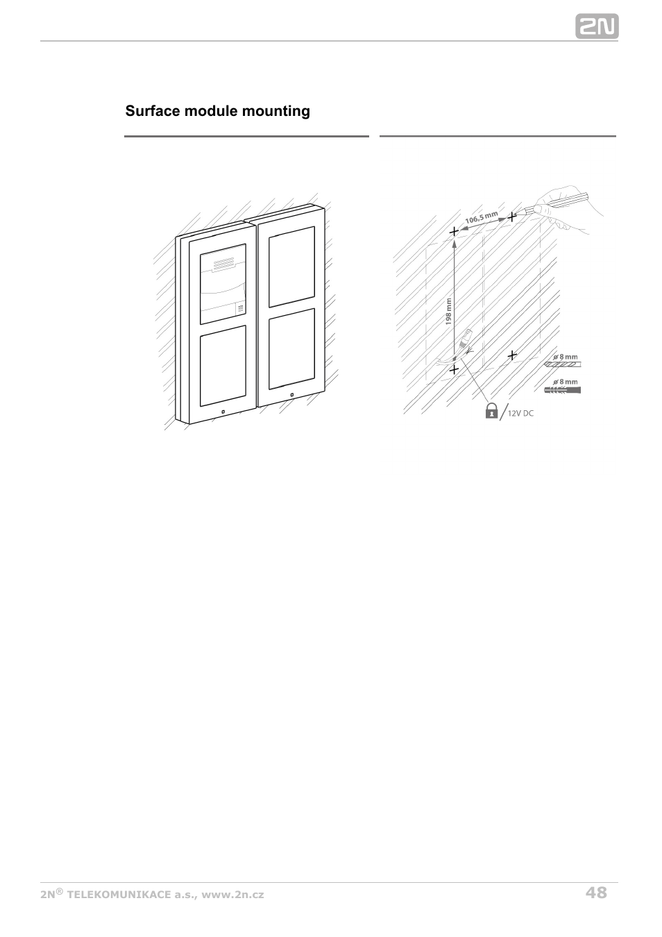 Surface module mounting | 2N Helios IP Verso User Manual | Page 48 / 113