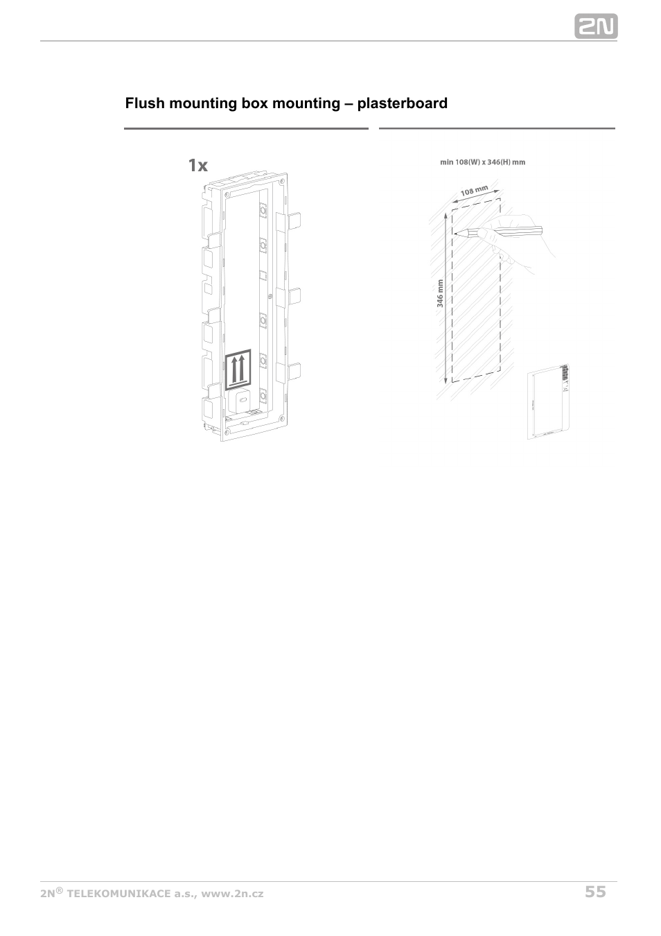 Flush mounting box mounting – plasterboard | 2N Helios IP Verso User Manual | Page 55 / 113