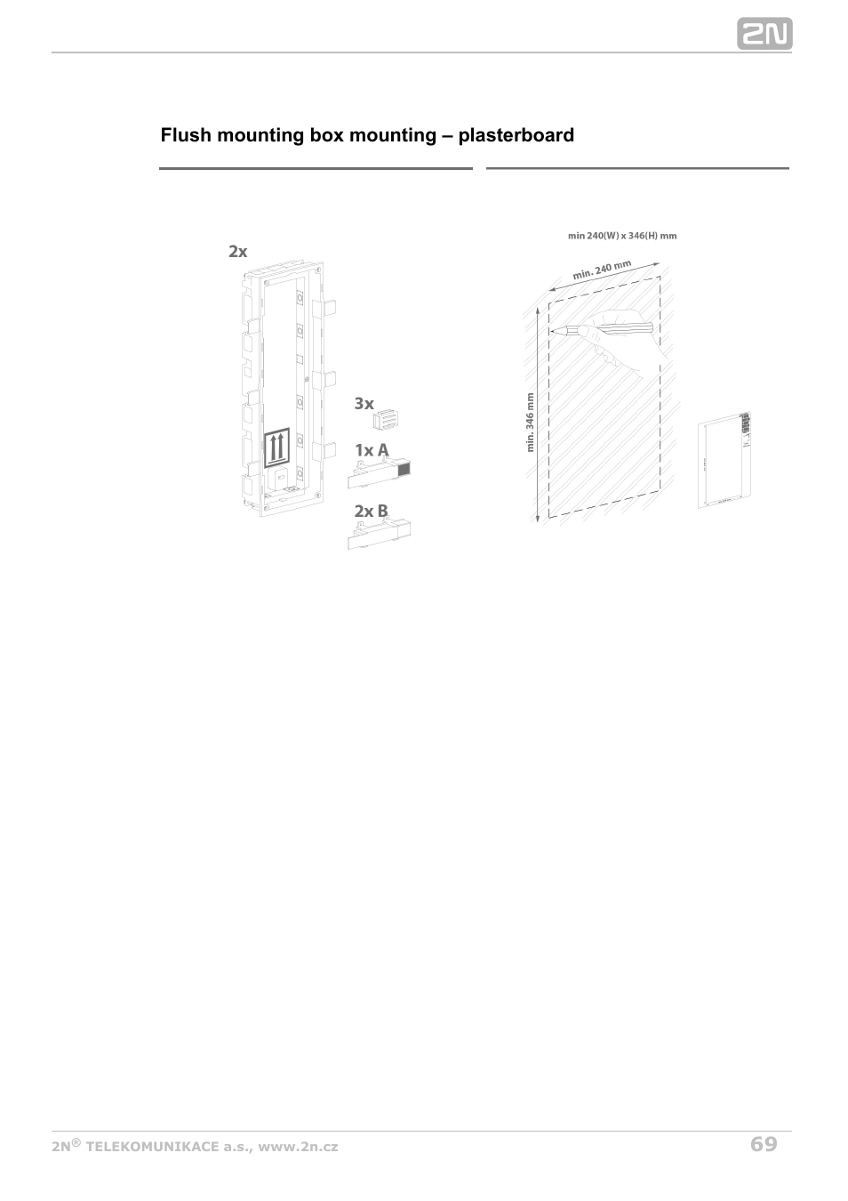 Flush mounting box mounting – plasterboard | 2N Helios IP Verso User Manual | Page 69 / 113