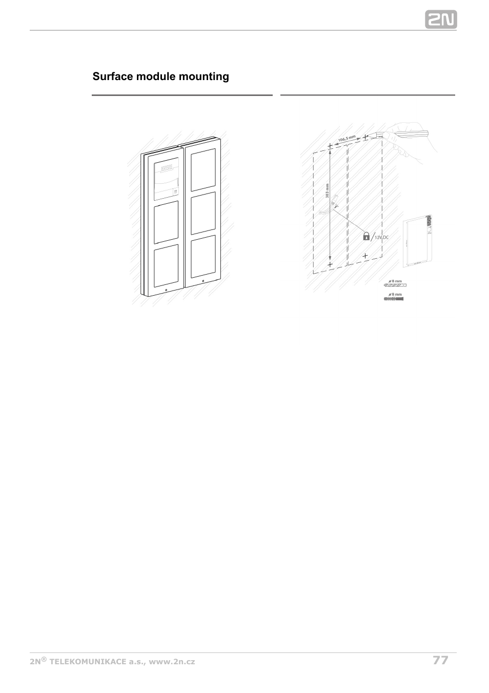 Surface module mounting | 2N Helios IP Verso User Manual | Page 77 / 113